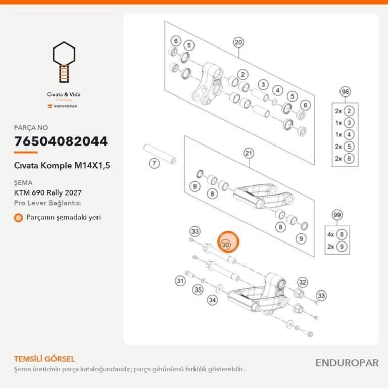 Cıvata Komple M14X1,5 76504082044 parça şeması