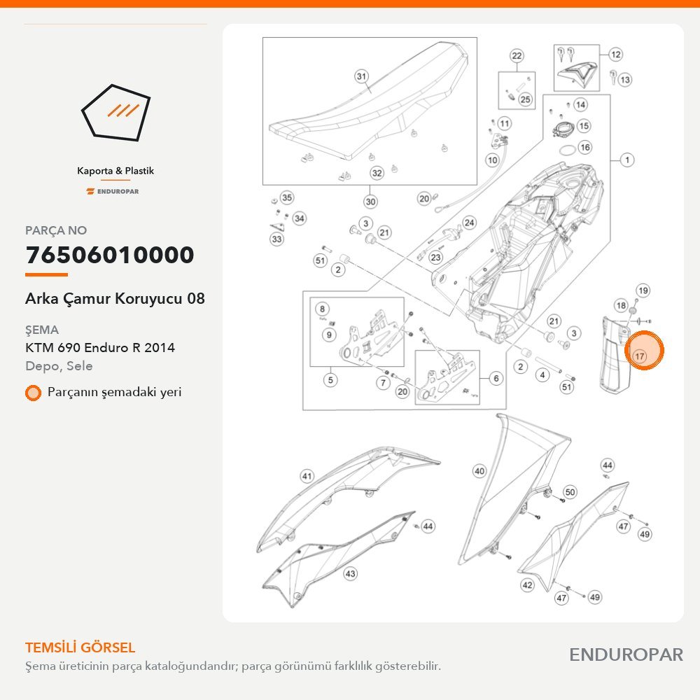 Arka Çamur Koruyucu 08 76506010000 parça şeması