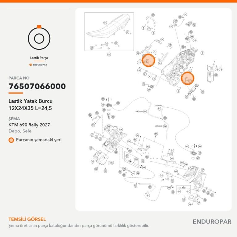 Lastik Yatak Burcu 12X24X35 L=24,5 76507066000 parça şeması