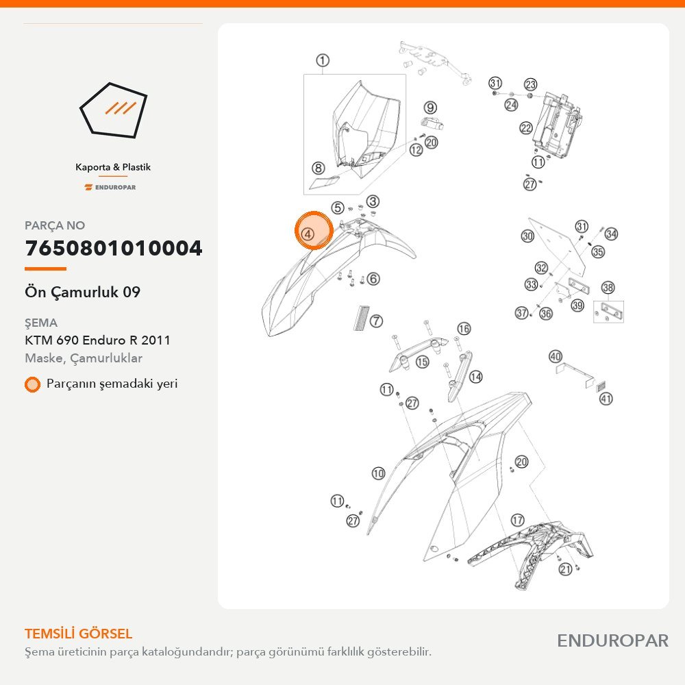 Ön Çamurluk 09 7650801010004 parça şeması