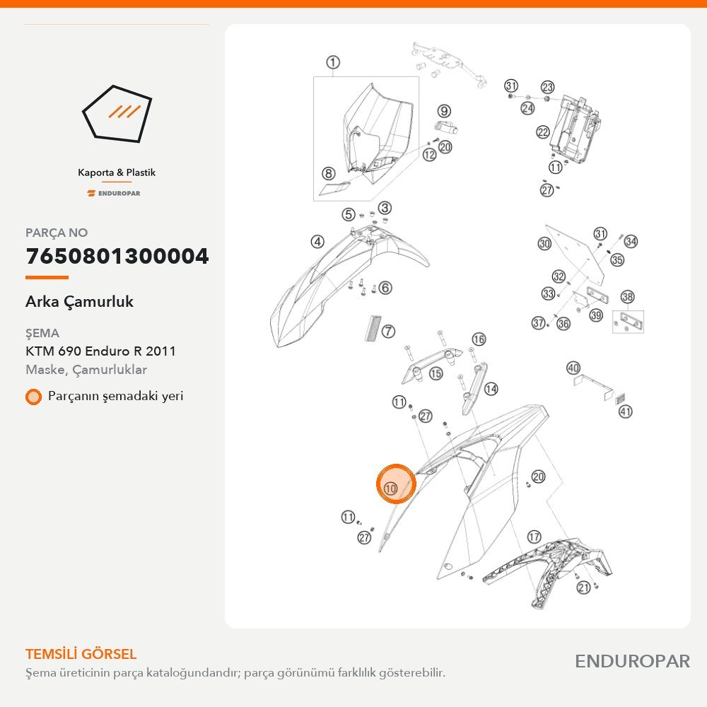 Arka Çamurluk 7650801300004 parça şeması