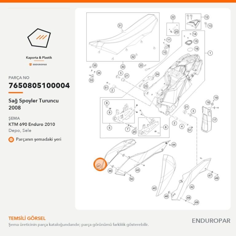 Sağ Spoyler Turuncu 2008 7650805100004 parça şeması