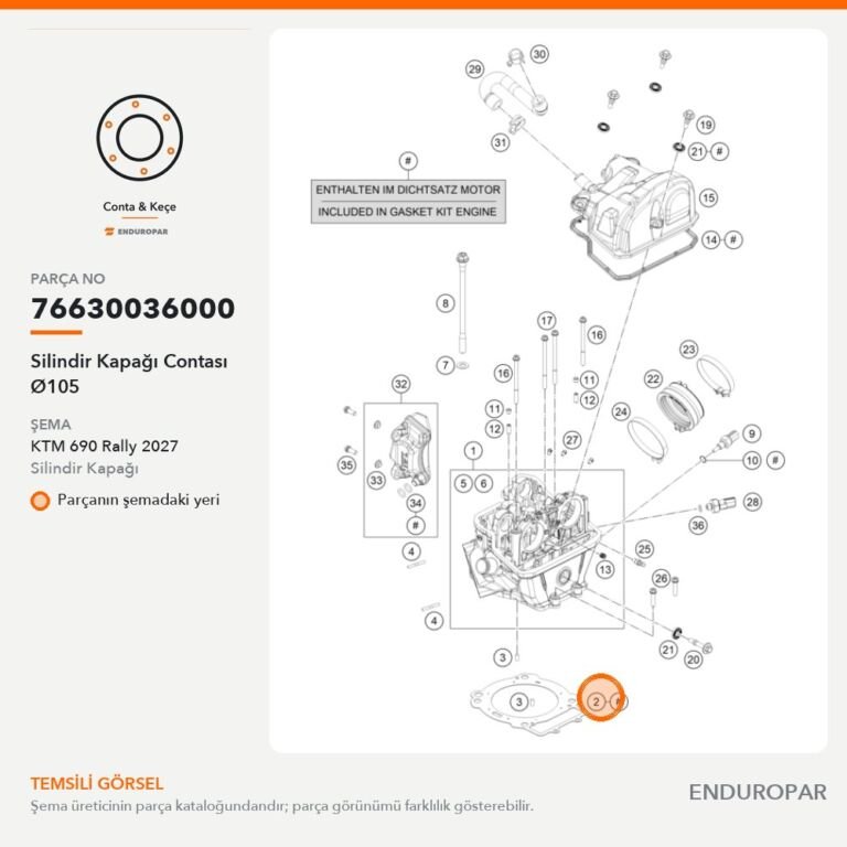 Silindir Kapağı Contası Ø105 76630036000 parça şeması