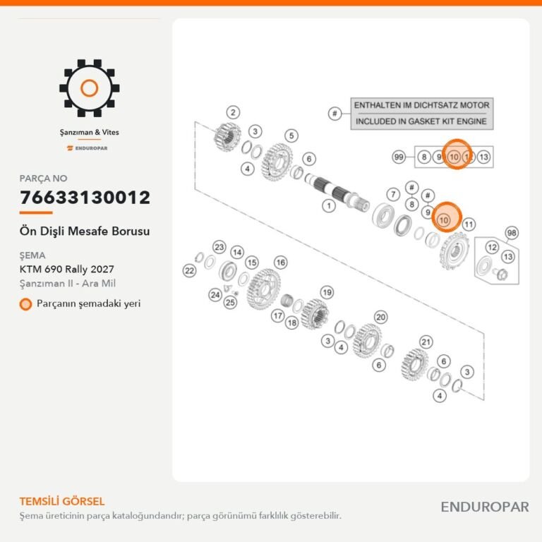Ön Dişli Mesafe Borusu 76633130012 parça şeması