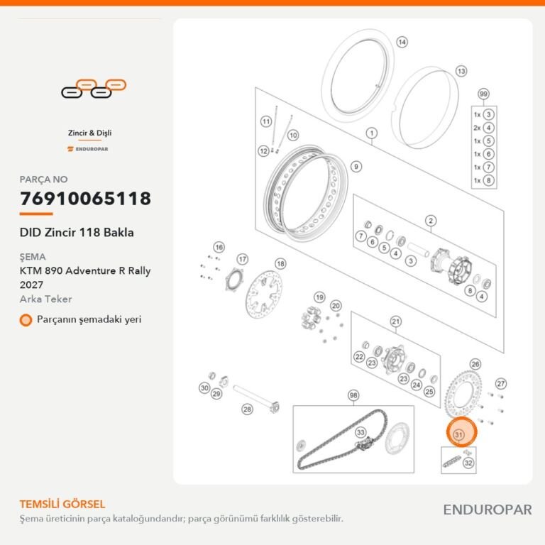 DID Zincir 118 Bakla 76910065118 parça şeması