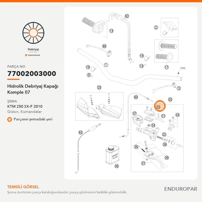 Hidrolik Debriyaj Kapağı Komple 07 77002003000 parça şeması