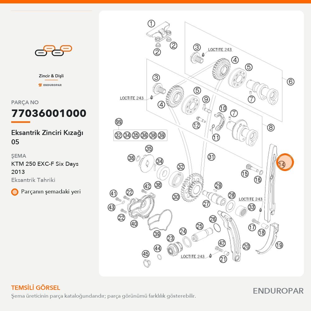 Eksantrik Zinciri Kızağı 05 77036001000 parça şeması
