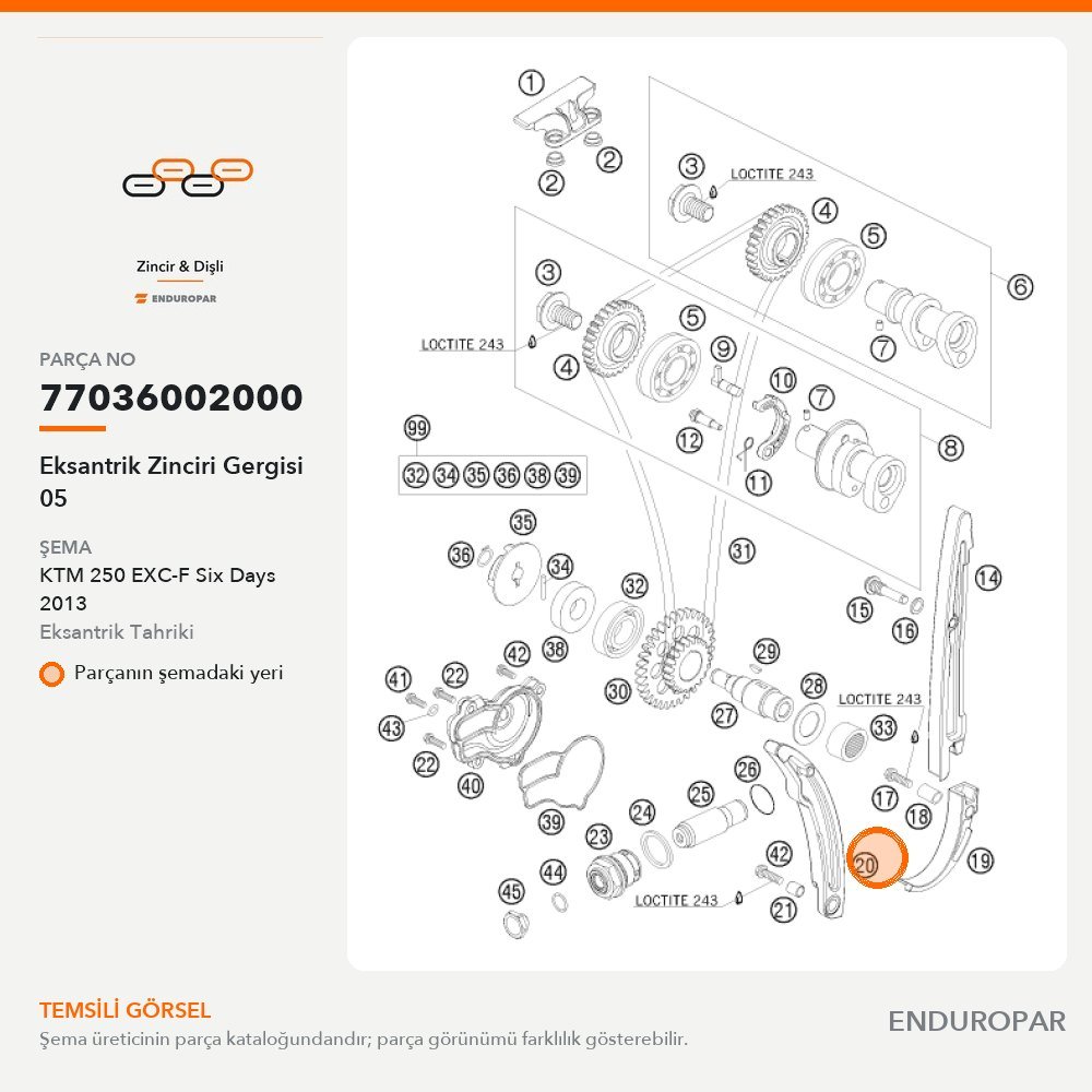 Eksantrik Zinciri Gergisi 05 77036002000 parça şeması