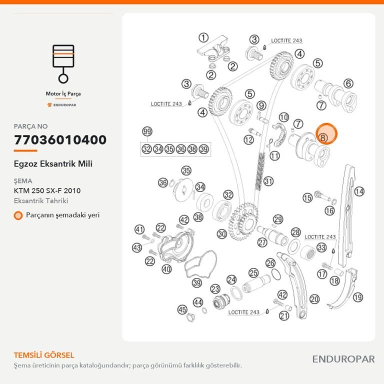 Egzoz Eksantrik Mili 77036010400 parça şeması