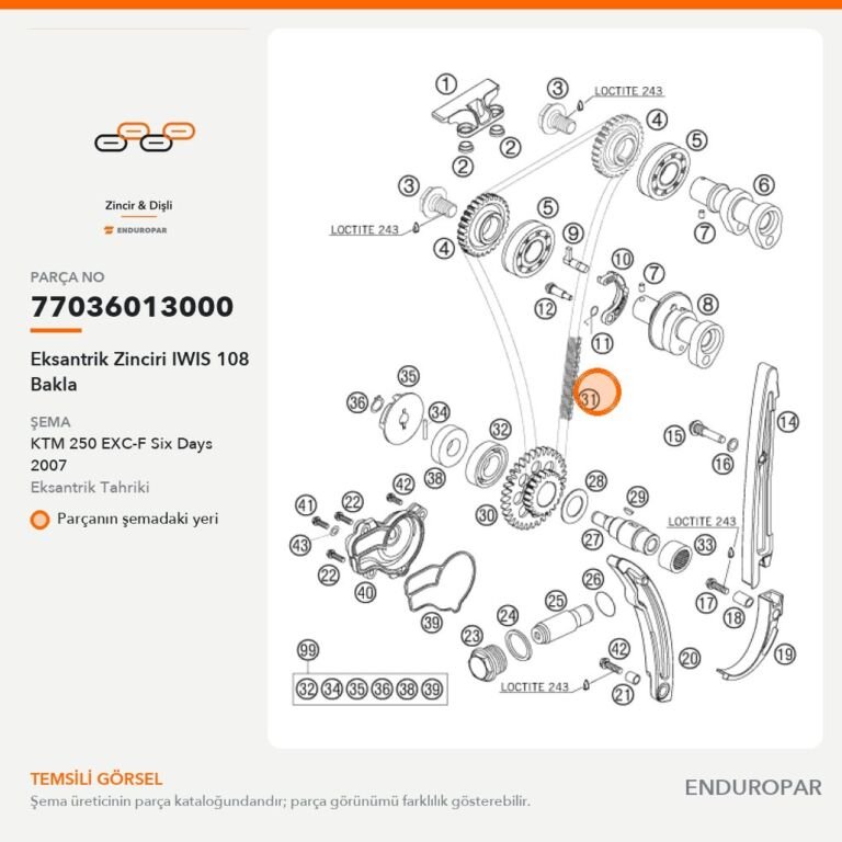 Eksantrik Zinciri IWIS 108 Bakla 77036013000 parça şeması