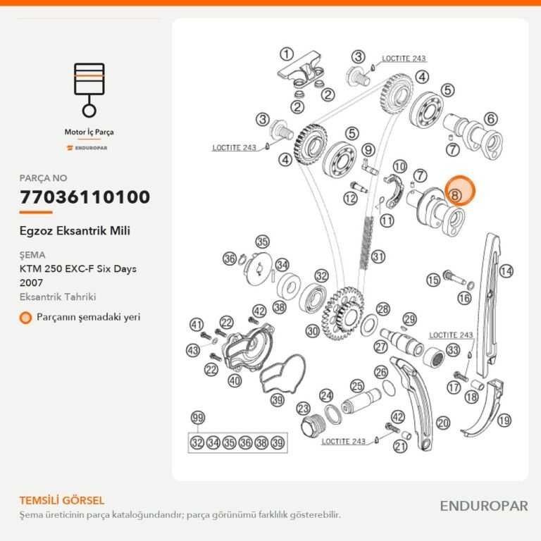Egzoz Eksantrik Mili 77036110100 parça şeması