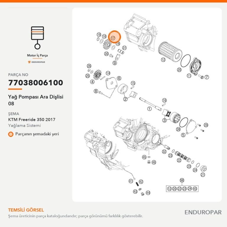 Yağ Pompası Ara Dişlisi 08 77038006100 parça şeması