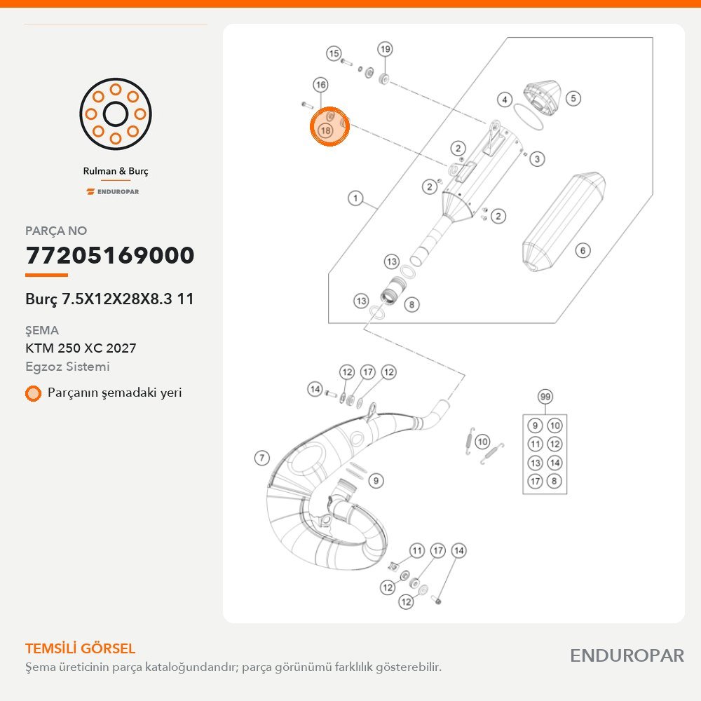Burç 7.5X12X28X8.3 11 77205169000 parça şeması