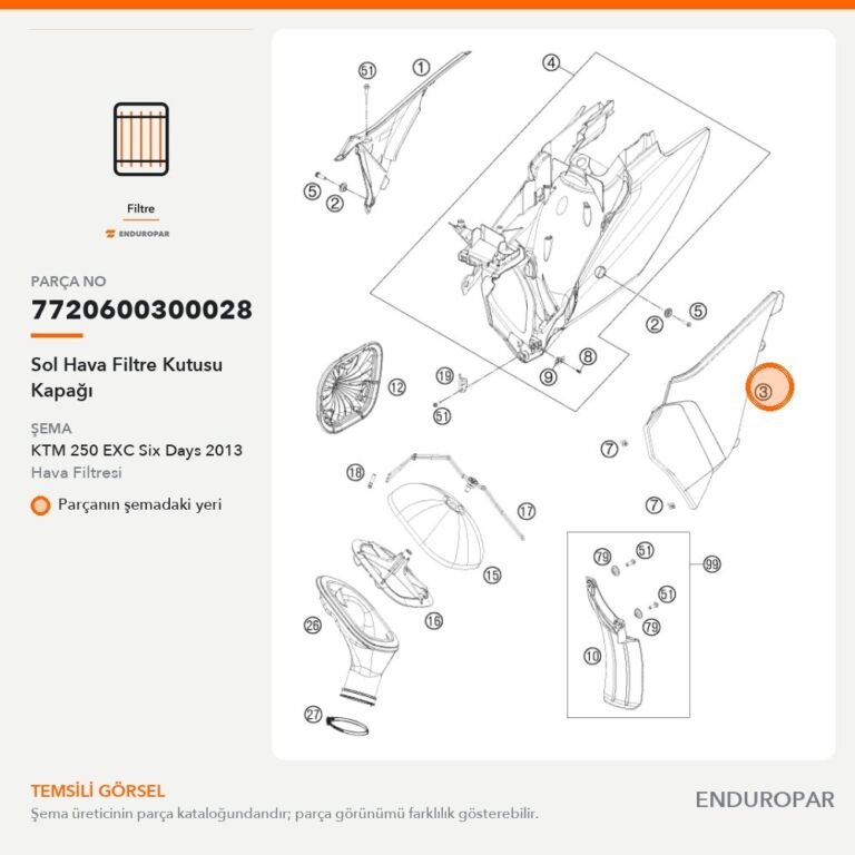 Sol Hava Filtre Kutusu Kapağı 7720600300028 parça şeması