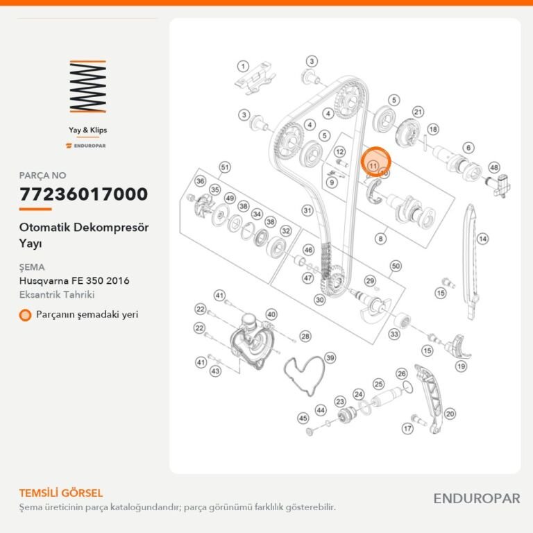 Otomatik Dekompresör Yayı 77236017000 parça şeması