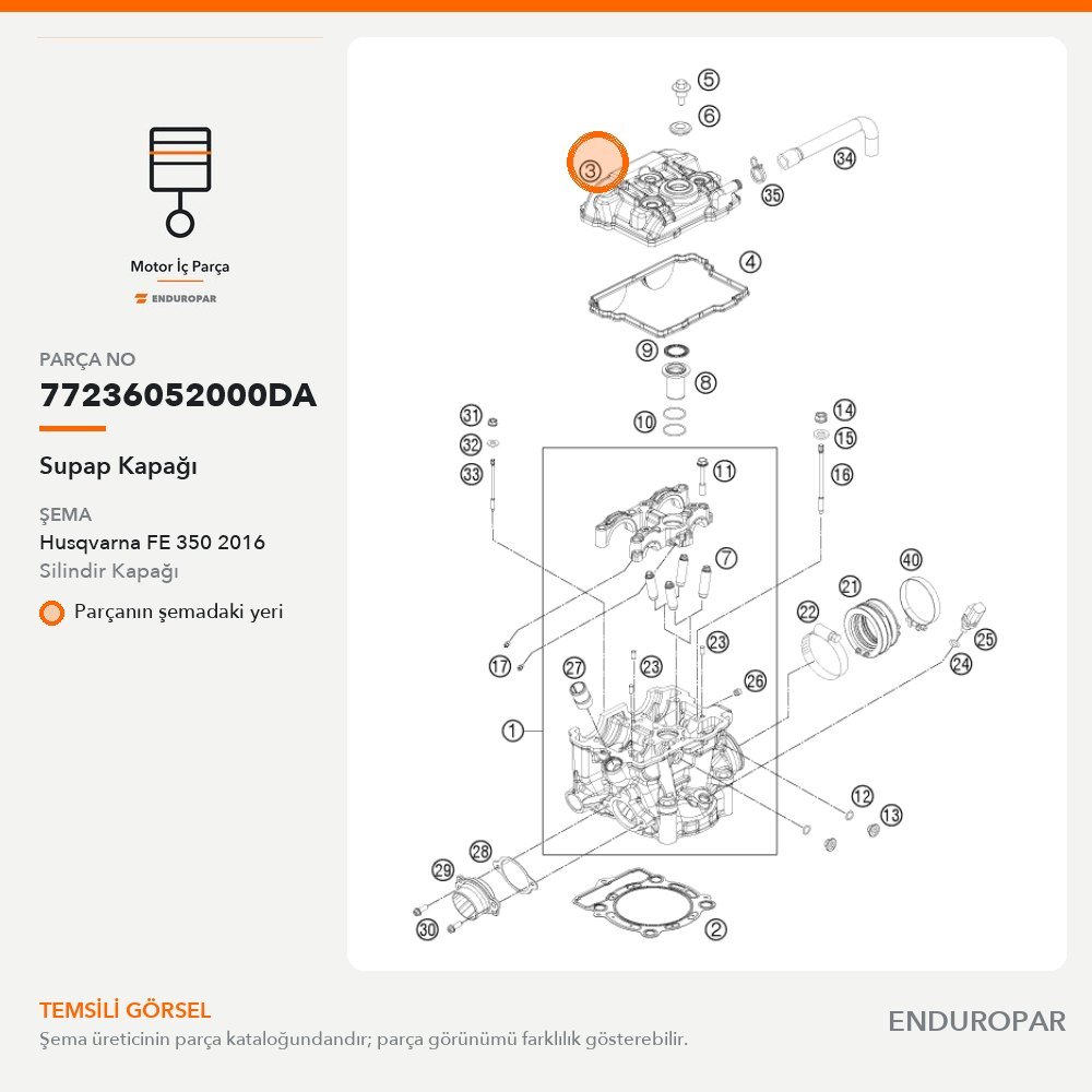 Supap Kapağı 77236052000DA parça şeması