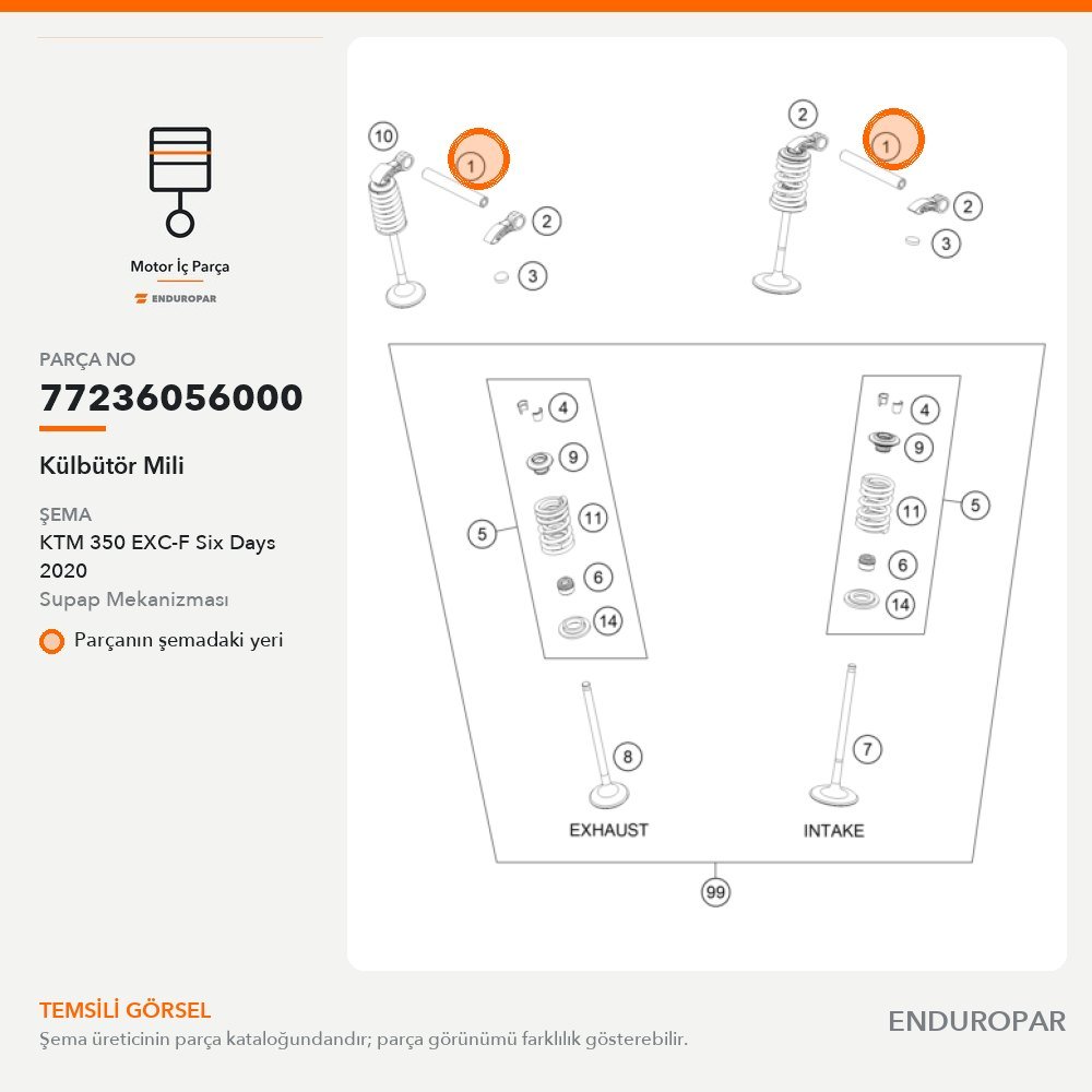 Külbütör Mili 77236056000 parça şeması