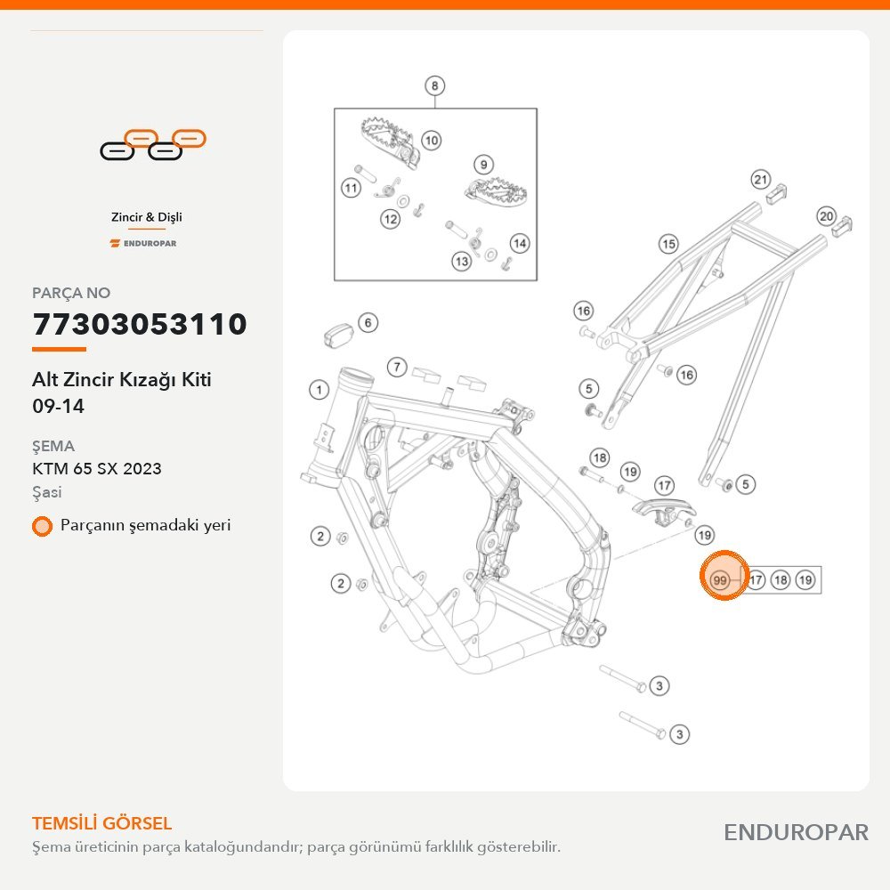 Alt Zincir Kızağı Kiti 09-14 77303053110 parça şeması