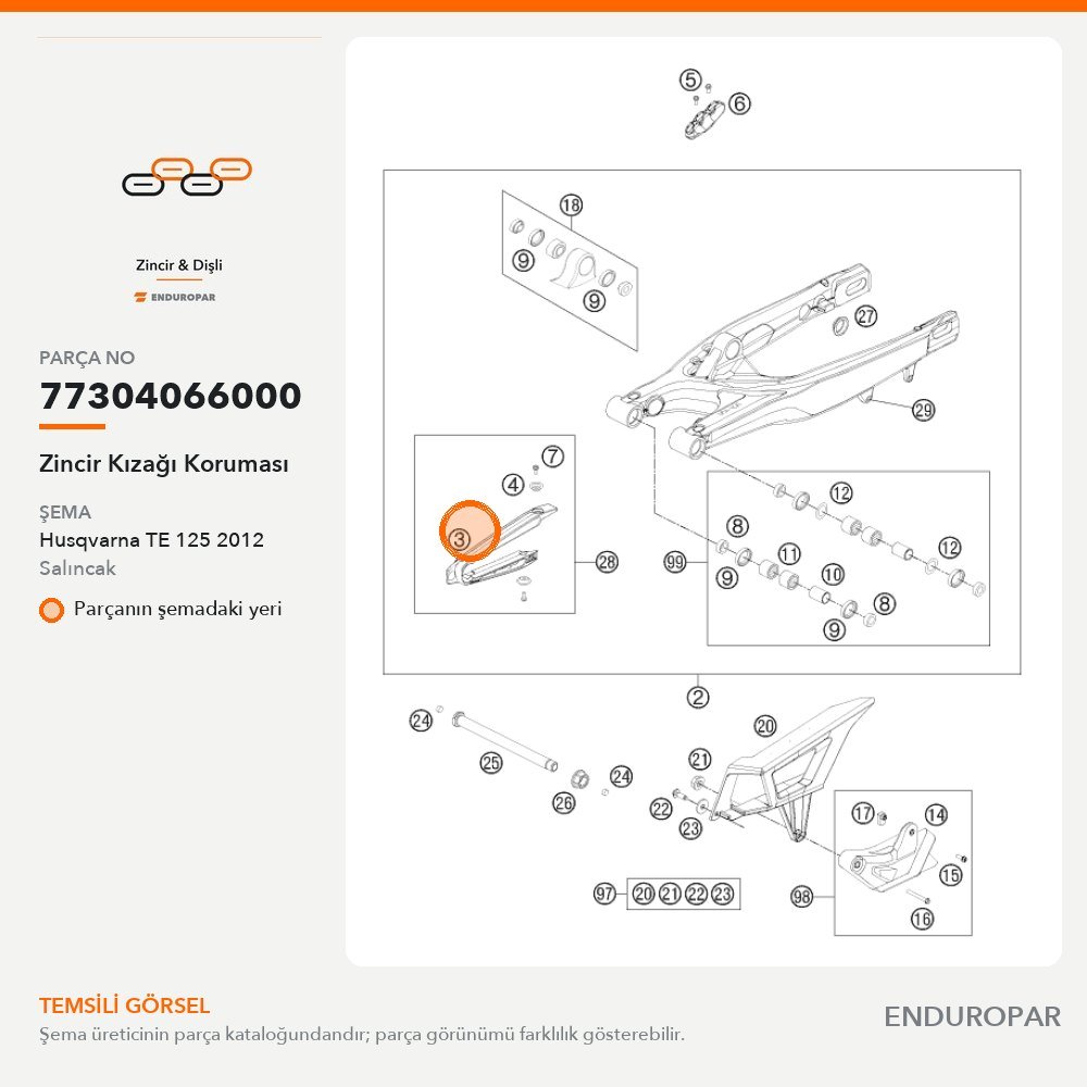 Zincir Kızağı Koruması 77304066000 parça şeması