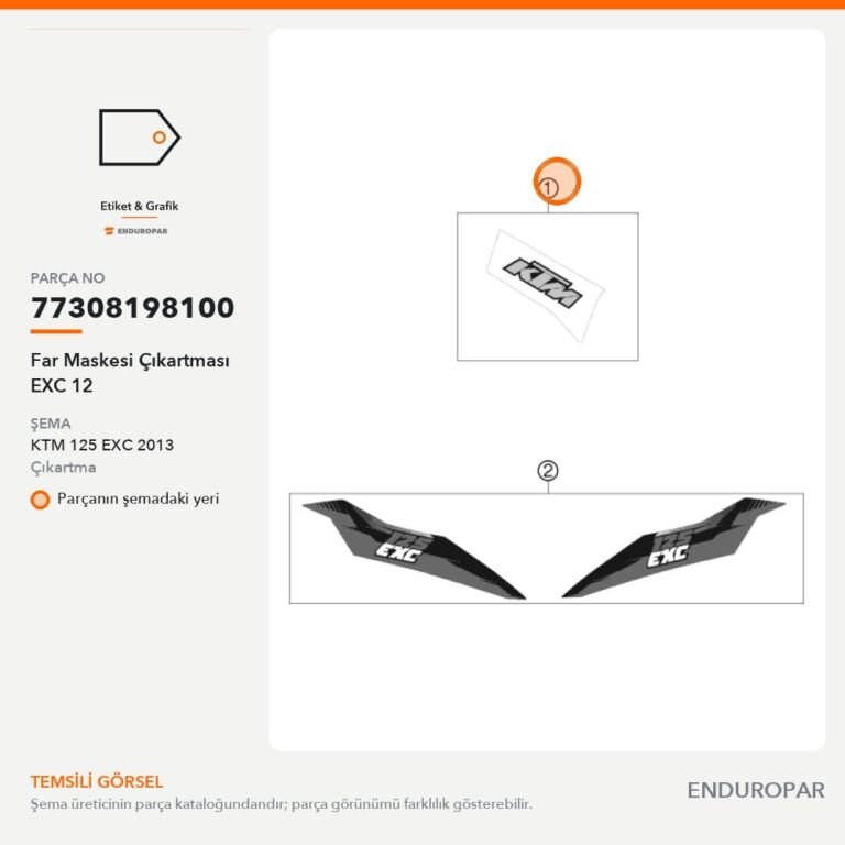 Far Maskesi Çıkartması EXC 12 77308198100 parça şeması