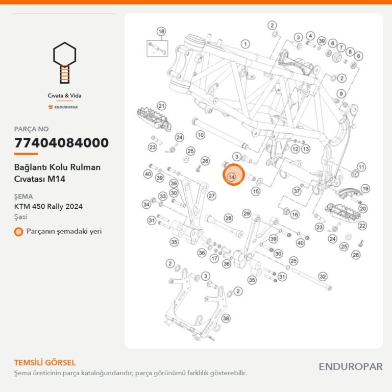 Bağlantı Kolu Rulman Cıvatası M14 77404084000 parça şeması