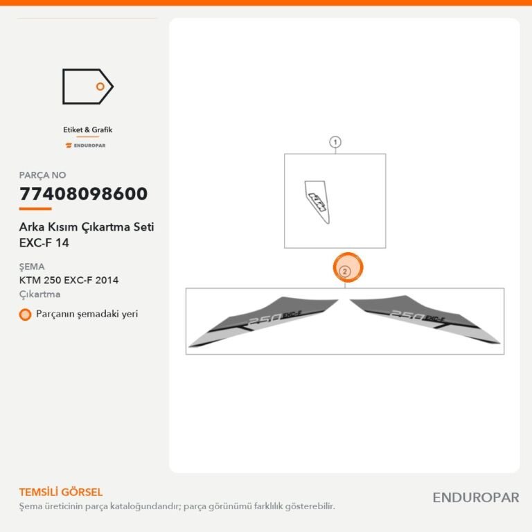 Arka Kısım Çıkartma Seti EXC-F 14 77408098600 parça şeması