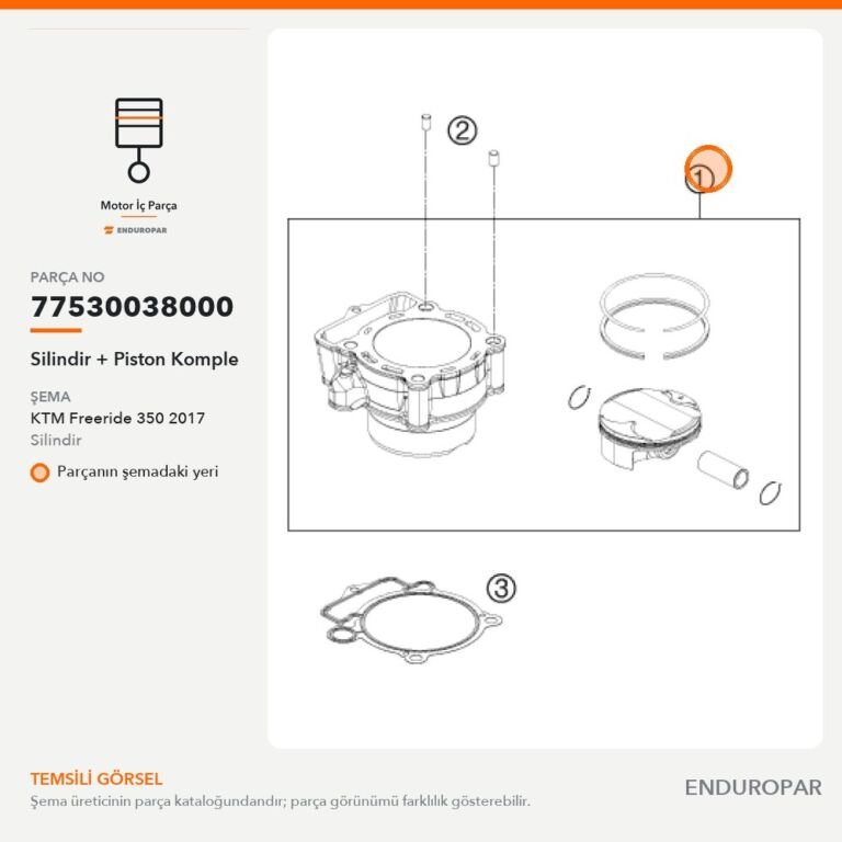 Silindir + Piston Komple 77530038000 parça şeması