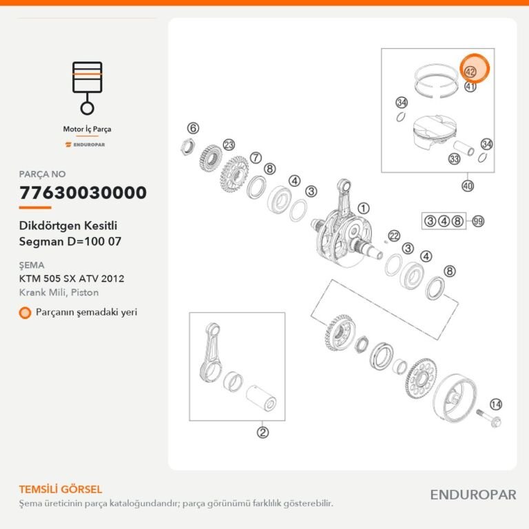Dikdörtgen Kesitli Segman D=100 07 77630030000 parça şeması