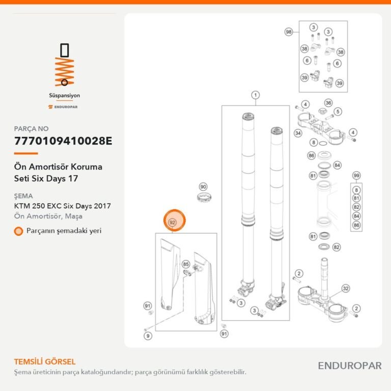 Ön Amortisör Koruma Seti Six Days 17 7770109410028E parça şeması