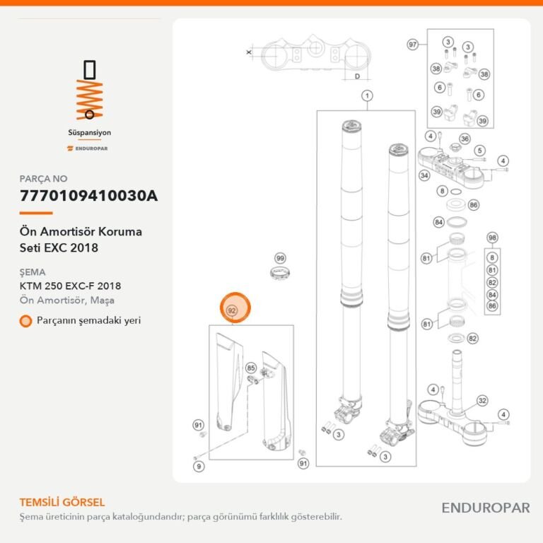 Ön Amortisör Koruma Seti EXC 2018 7770109410030A parça şeması