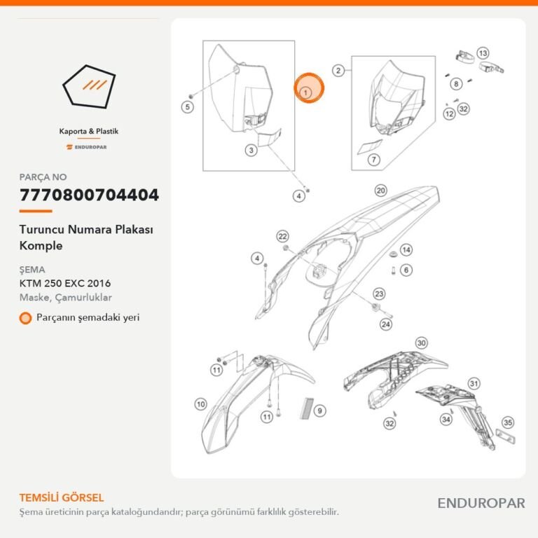 Turuncu Numara Plakası Komple 7770800704404 parça şeması