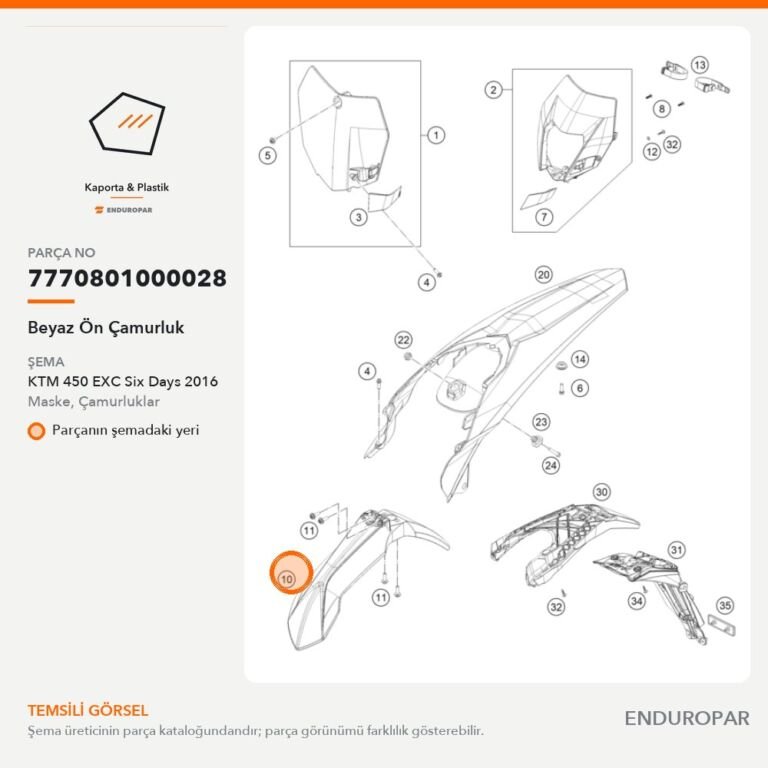 Beyaz Ön Çamurluk 7770801000028 parça şeması