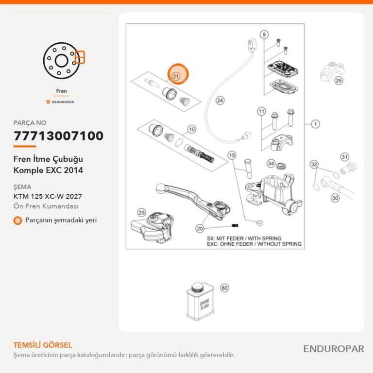 Fren İtme Çubuğu Komple EXC 2014 77713007100 parça şeması