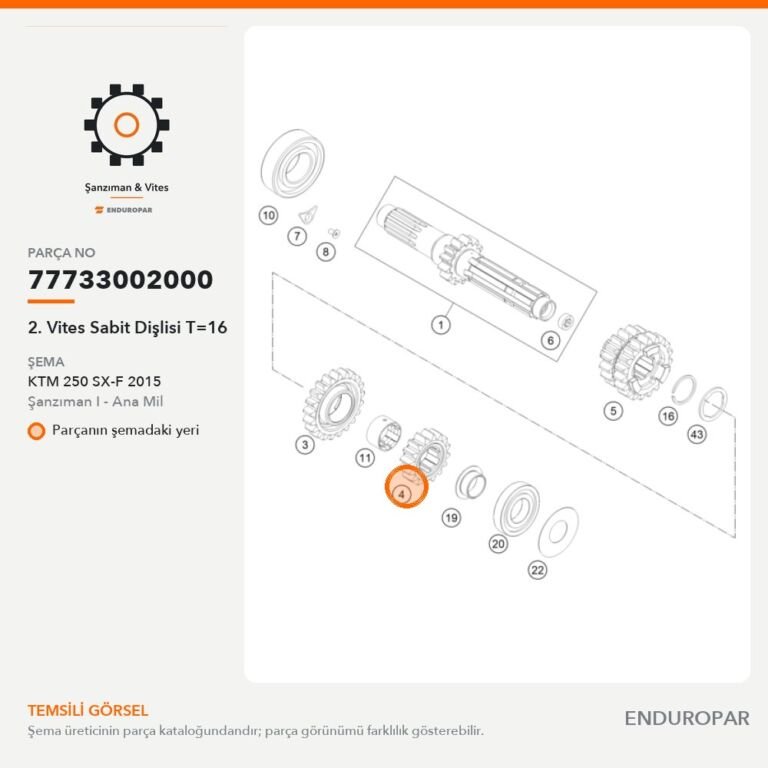 2. Vites Sabit Dişlisi T=16 77733002000 parça şeması