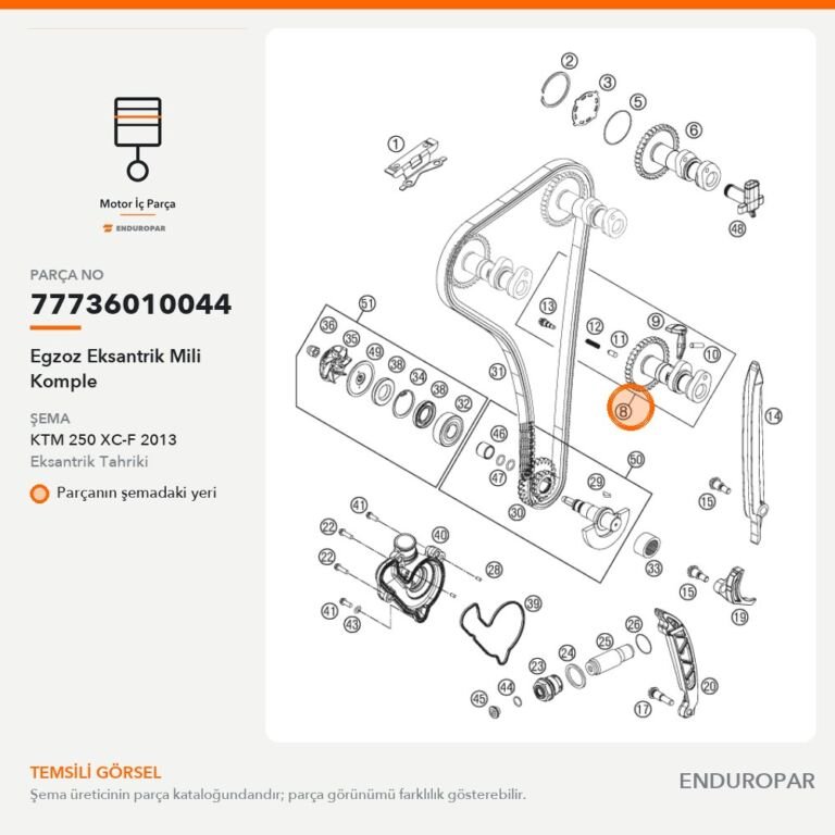 Egzoz Eksantrik Mili Komple 77736010044 parça şeması