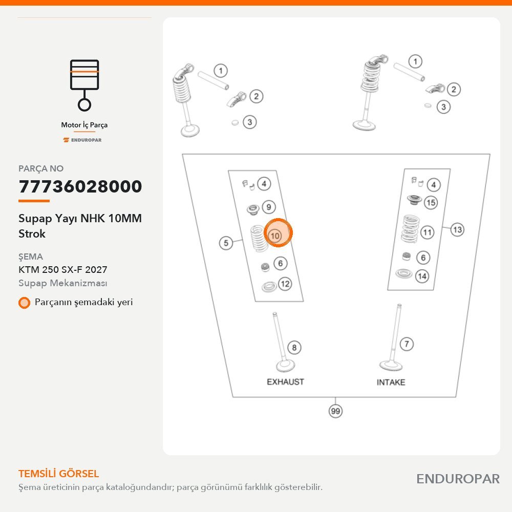 Supap Yayı NHK 10MM Strok 77736028000 parça şeması