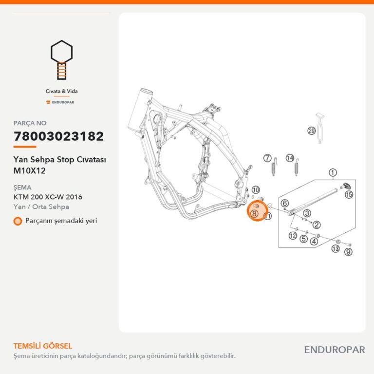 Yan Sehpa Stop Cıvatası M10X12 78003023182 parça şeması