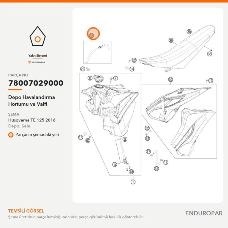 Depo Havalandırma Hortumu ve Valfi 78007029000 parça şeması