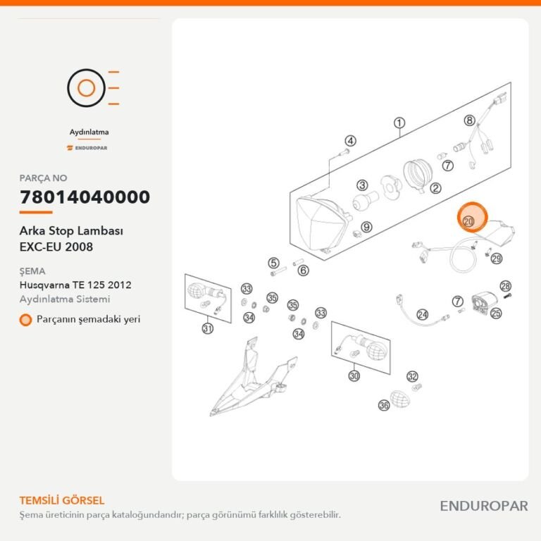Arka Stop Lambası EXC-EU 2008 78014040000 parça şeması