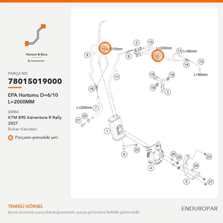 EPA Hortumu D=6/10 L=2000MM 78015019000 parça şeması
