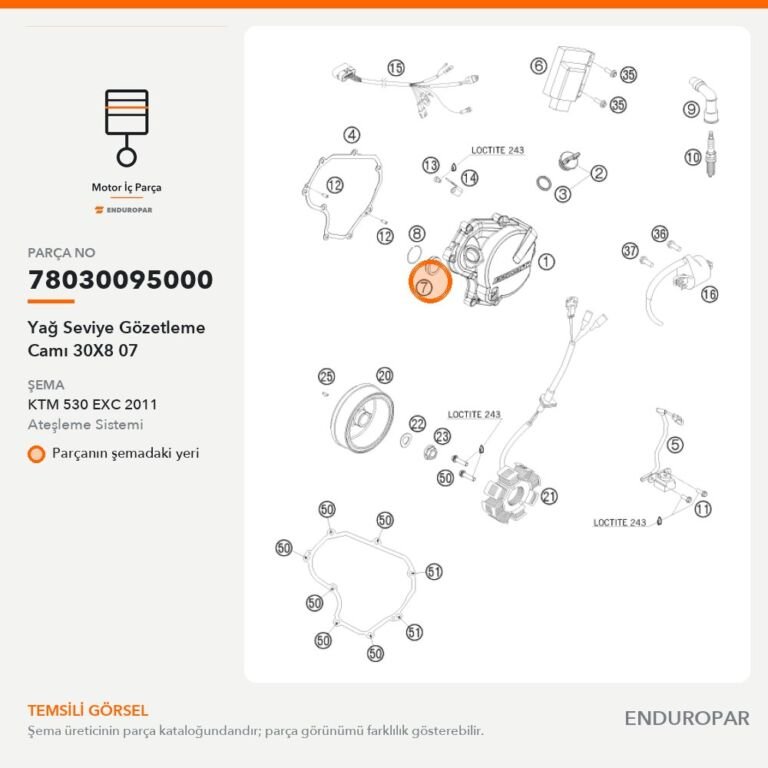 Yağ Seviye Gözetleme Camı 30X8 07 78030095000 parça şeması