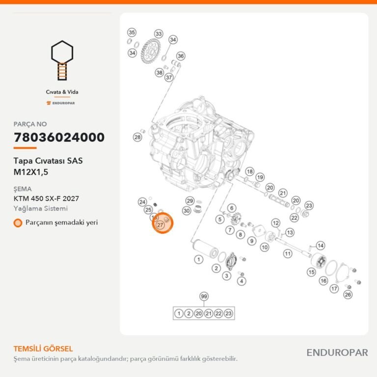 Tapa Cıvatası SAS M12X1,5 78036024000 parça şeması