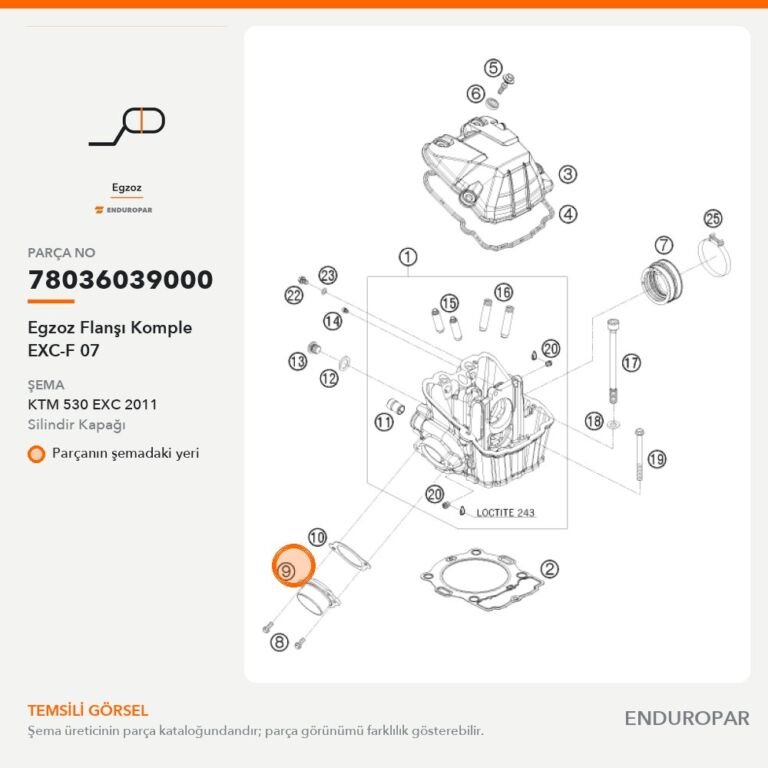 Egzoz Flanşı Komple EXC-F 07 78036039000 parça şeması