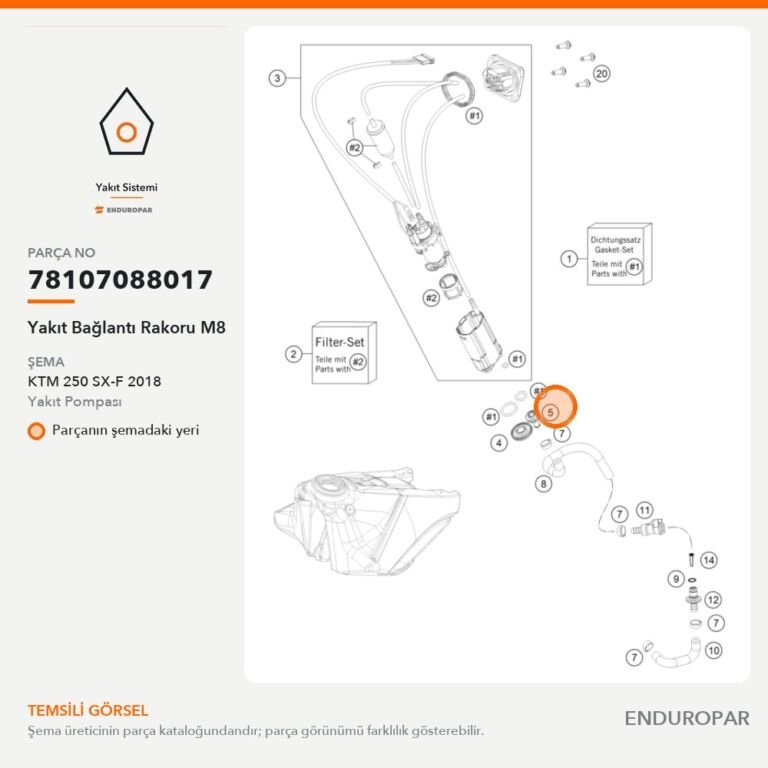 Yakıt Bağlantı Rakoru M8 78107088017 parça şeması