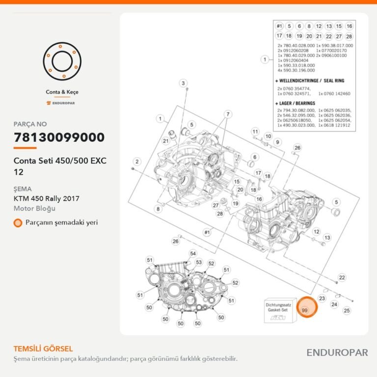 Conta Seti 450/500 EXC 12 78130099000 parça şeması