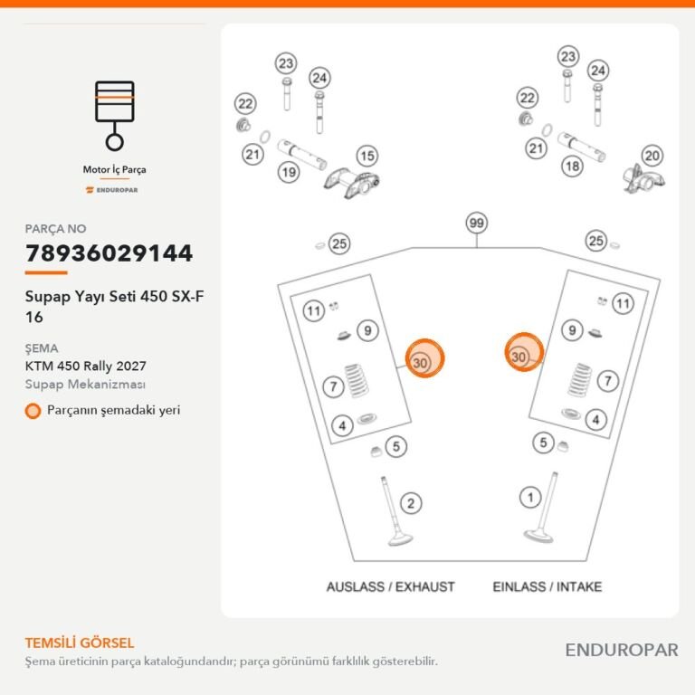 Supap Yayı Seti 450 SX-F 16 78936029144 parça şeması
