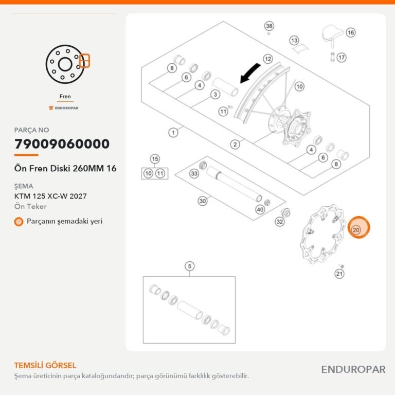 Ön Fren Diski 260MM 16 79009060000 parça şeması