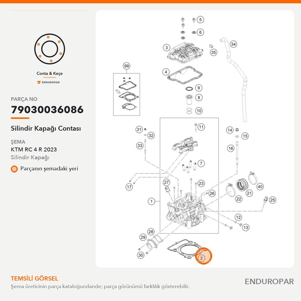 Silindir Kapağı Contası 79030036086 parça şeması