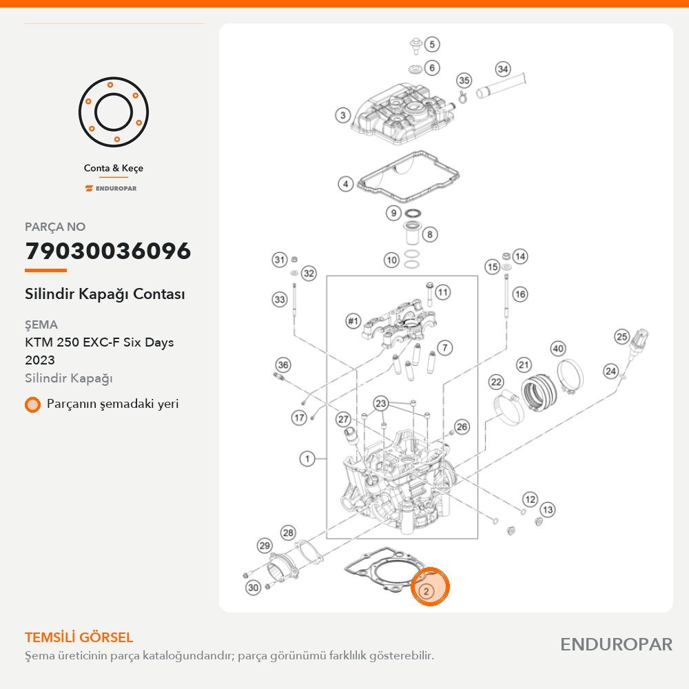 Silindir Kapağı Contası 79030036096 parça şeması