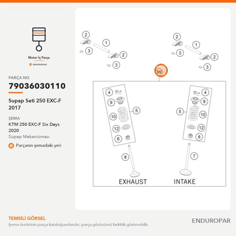 Supap Seti 250 EXC-F 2017 79036030110 parça şeması